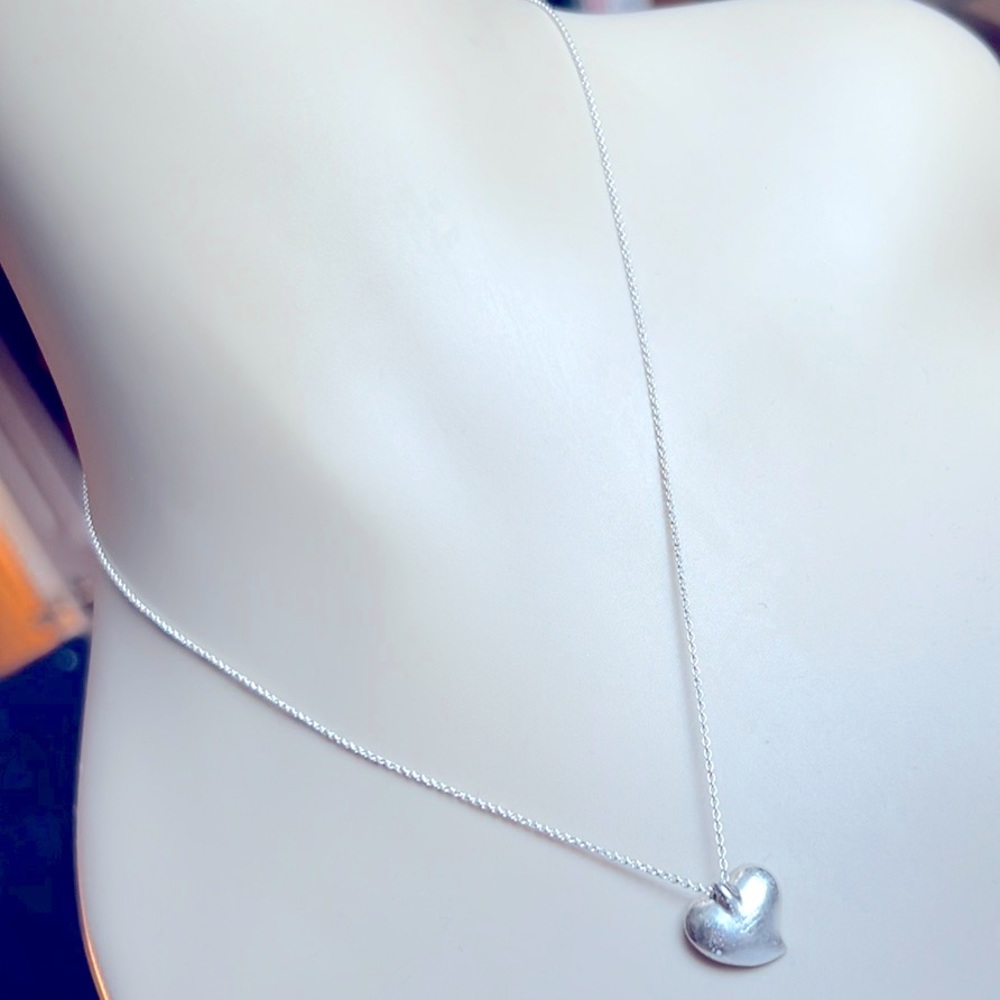Tiffany & Co. Elsa Peretti® 🤍 Full Heart Pendant Necklace Silver 925 Auth